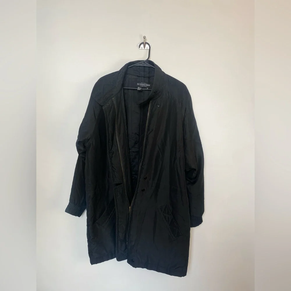 J. Peterman Silk‎ Oversized Overcoat Size Medium Black - Picture 10 of 10
